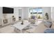 Living room with large sliding doors opening onto a patio and a view of the lake at 18260 Vizcaya Ct, Venice, FL 34293