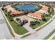 Aerial view of a single Gathering home in a residential neighborhood at 145 Montelluna Dr, North Venice, FL 34275