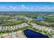 Panoramic aerial view of a neighborhood surrounded by trees and a lake at 12273 Stuart Dr, Venice, FL 34293