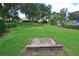 Community horseshoe pit with a manicured lawn, mature trees, and proximity to the pool enhance outdoor recreation at 217 Carriage House Ln # 217, Nokomis, FL 34275