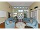 Inviting clubhouse lounge area with comfortable seating and access to a refreshing pool at 594 Sawgrass Bridge Rd, Venice, FL 34292