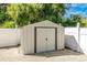 Metal storage shed in the backyard at 16093 Hillsborough Blvd, Port Charlotte, FL 33954