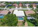 Aerial view of a house with a pool in a residential neighborhood at 1136 Highland Greens Dr, Venice, FL 34285