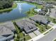 Beautiful aerial view of the house in a well-planned community with a lake and pool at 12586 Oak Hill Way, Parrish, FL 34219