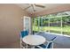 Screened porch with table and chairs, overlooking backyard at 4195 Fairway Pl, North Port, FL 34287
