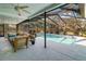 Screened patio area with comfortable seating near the pool at 2480 Alamander Ave, Englewood, FL 34223