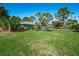 Spacious backyard with lush grass and tropical landscaping at 2480 Alamander Ave, Englewood, FL 34223