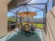 Relaxing screened patio with outdoor dining furniture and a gas grill at 9823 Haze Dr, Venice, FL 34292