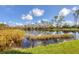 Scenic view of a tranquil pond reflecting the sky and surrounding trees at 804 Montrose Dr # 103, Venice, FL 34293