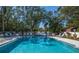 Community pool with lounge chairs and trees at 172 Southampton Pl # 346, Venice, FL 34293