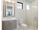 Modern bathroom with glass enclosed shower, sleek vanity, and contemporary fixtures for a spa-like experience at 1109 Bayshore Rd, Nokomis, FL 34275