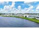 Aerial view of waterfront manufactured homes at 472 Sharks Pt, North Port, FL 34287