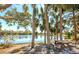 Scenic picnic area with lake view and lush landscaping at 605 Apple Ln, Englewood, FL 34223
