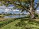 Scenic lake view with lush landscaping and mature trees at 1141 Sleepy Hollow Ct, Venice, FL 34285