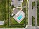 Community pool and cabana from above, conveniently located near a parking area at 4008 Via Sienna Cir, Sarasota, FL 34243