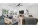 Spacious living area featuring hardwood floors, sectional sofa, and modern TV stand at 4008 Via Sienna Cir, Sarasota, FL 34243