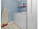 Convenient laundry room with washer, dryer, and shelving at 885 Country Club Cir # 61, Venice, FL 34293