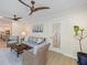 Cozy sunroom with comfortable seating, ceiling fans, and tranquil ambiance at 842 Nokomis S Ave, Venice, FL 34285