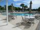 Inviting community pool with lounge chairs and tables at 3897 Fairway Dr, North Port, FL 34287