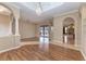 Bright dining room with hardwood floors and access to the backyard patio at 6255 Aventura Dr, Sarasota, FL 34241