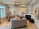 Inviting living room with neutral tones, fireplace, and stylish decor at 6405 Gulf Dr, Holmes Beach, FL 34217