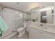 Clean bathroom with a shower/tub combo and white vanity at 694 Bird Bay W Dr # 137, Venice, FL 34285