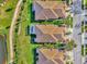 Bird's-eye view of houses with swimming pools and lush green yards at 4245 Whispering Oaks Dr, North Port, FL 34287