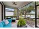 Relaxing screened patio overlooking a pond, complete with comfy seating at 2572 Daisy Dr, North Port, FL 34289