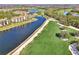 Scenic aerial view of a condo community along a lush golf course and beautiful shimmering lake at 17118 Vardon Ter # 202, Bradenton, FL 34211
