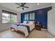 Guest bedroom with two twin beds and a blue accent wall at 19279 Jacinda St, Venice, FL 34293