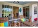 Relaxing patio with seating and view of the kitchen at 19279 Jacinda St, Venice, FL 34293