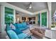 Covered patio with fire pit and comfortable seating at 3436 Santa Clara Dr, Punta Gorda, FL 33983