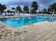 Inviting community pool with lounge chairs and palm trees at 858 S Green Cir # 506, Venice, FL 34285