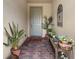 Inviting entryway with tiled flooring and potted plants at 13807 Karina St, Venice, FL 34293