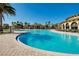 Expansive resort-style pool surrounded by lounge chairs and palm trees at 12313 Amica Loop, Venice, FL 34293