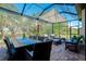 Large screened patio with comfortable seating and dining area at 12313 Amica Loop, Venice, FL 34293