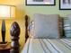 A cozy bedroom with accent lighting, soft pillows and a striped duvet at 1423 Avenida Del Circo # 1C, Venice, FL 34285