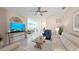 Comfortable living room featuring modern decor and a seamless transition to the kitchen and dining area at 19716 Fishhawk Trl, Venice, FL 34293
