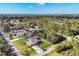 An aerial view of a charming single-Gathering home surrounded by lush greenery and a well-manicured lawn at 2737 Cottage Ln, North Port, FL 34286
