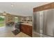 This kitchen has an eat in area with views of the front yard and modern appliances and finishes at 6627 Marius Rd, North Port, FL 34287