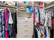 Organized walk-in closet with ample storage space, featuring shelves, drawers, and hanging rods for clothes and accessories at 19832 Bridgetown Loop, Venice, FL 34293