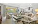 Open-concept living area with a pool view, neutral tones, and bright kitchen at 19832 Bridgetown Loop, Venice, FL 34293