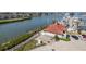 An aerial view of the boat docks and beautiful waterfront at 501 Tamiami N Trl # 502, Venice, FL 34285