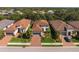 Aerial view of a neighborhood showcasing well-maintained lawns, mature trees, and tile roofs at 5665 Piccolo St, Nokomis, FL 34275