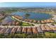 Aerial view of homes surrounding a scenic lake in a residential community at 5665 Piccolo St, Nokomis, FL 34275