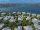Aerial view of the property surrounded by lush greenery, showcasing the pool and proximity to the water at 746 Eagle Point Dr, Venice, FL 34285