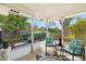Screened-in patio with tiled floor, comfortable seating and serene views of the landscaped backyard at 225 Randolph Rd, Venice, FL 34293