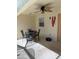 Enclosed patio with a ceiling fan, dining set, and decorative lobster, creating a cozy outdoor dining space at 2863 Twinkle Ave, North Port, FL 34286