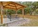 A wood gazebo featuring a picnic table is perfect for a party, picnic, or gathering at 1051 Forrest Nelson Blvd # A-103, Port Charlotte, FL 33952