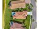 Bird's-eye view of a home with a screened-in pool, nestled between lush lawns and mature trees at 5151 Pine Shadow Ln, North Port, FL 34287